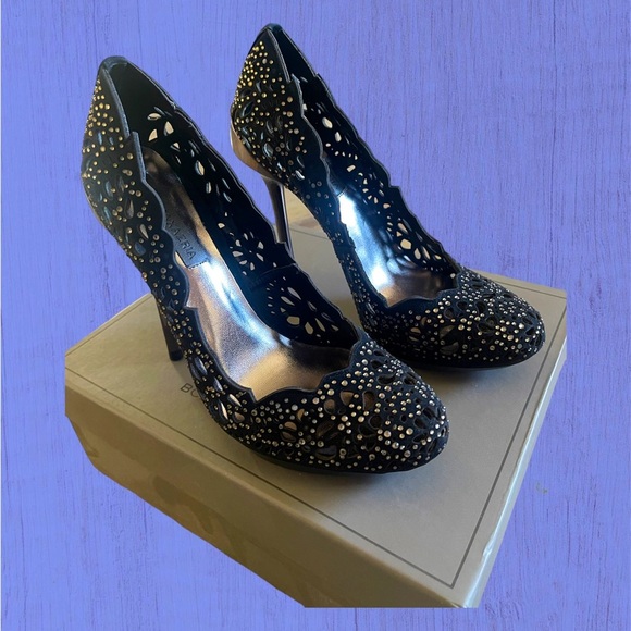 New Never Worn BCBG MAXAZRIA Heel - Peacock - BLK/Royal Blue Suede - Size 6.5 - Picture 6 of 8